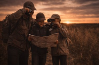 Family sunset photo of a father and his 2 kids